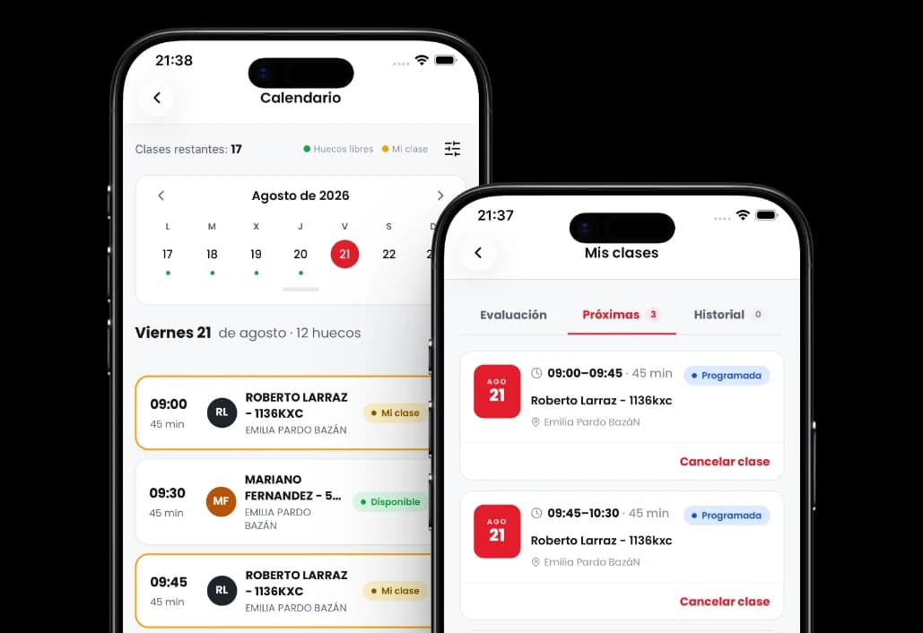 App Autius: mis clases prácticas y calendario de reservas