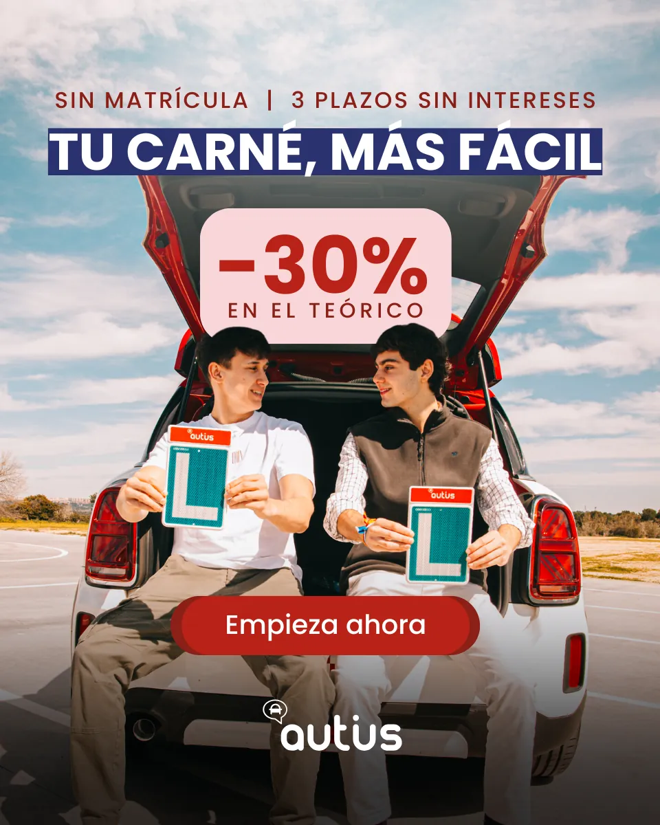 Cartel de la promoción: 30% de descuento en el curso teórico si empiezas en septiembre