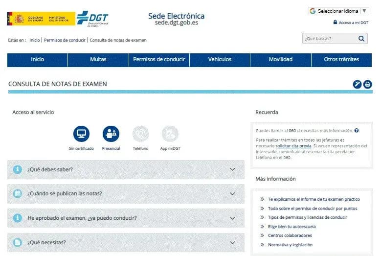 examen del carnet de conducir captura de pantalla